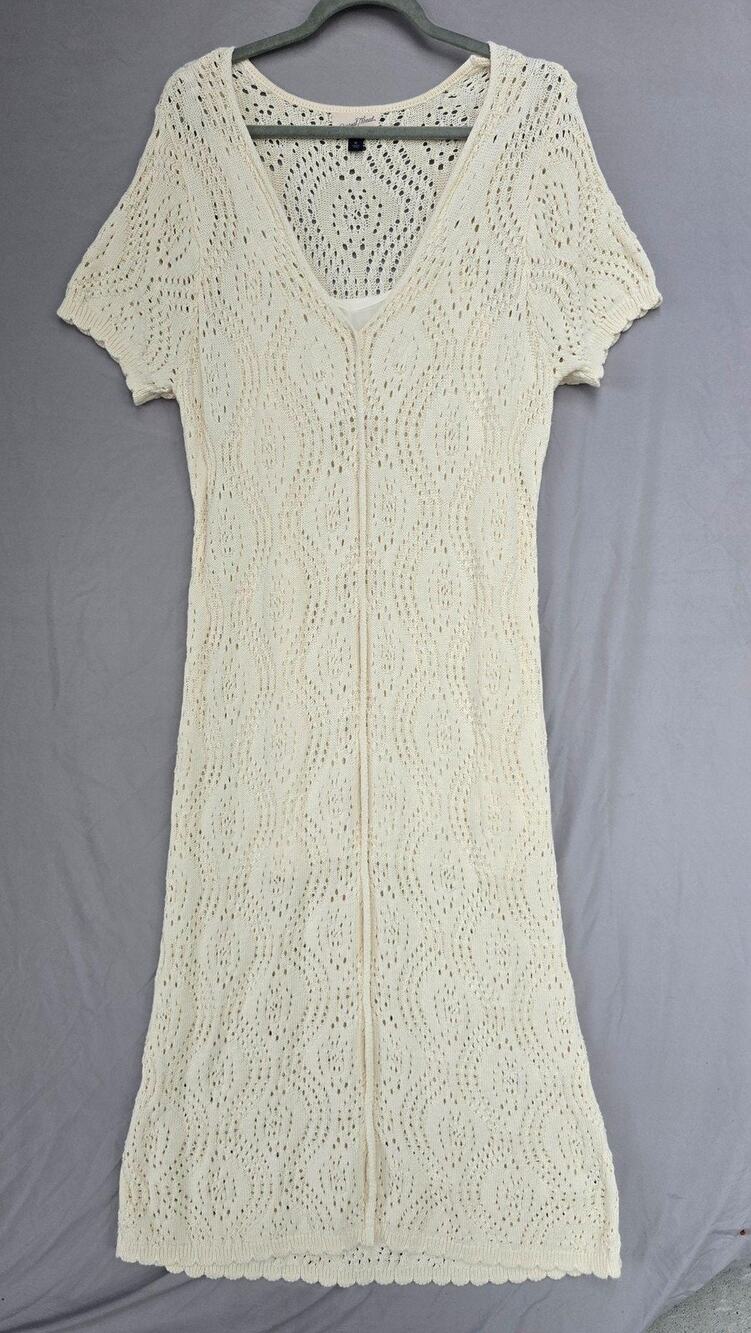 Universal Thread Dress Womens XL White Crochet V Neck Sweater Knit Lined